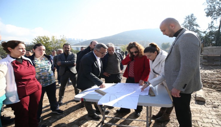 Karşıyaka’nın yeni hayvan barınağı için ilk kazma vuruldu