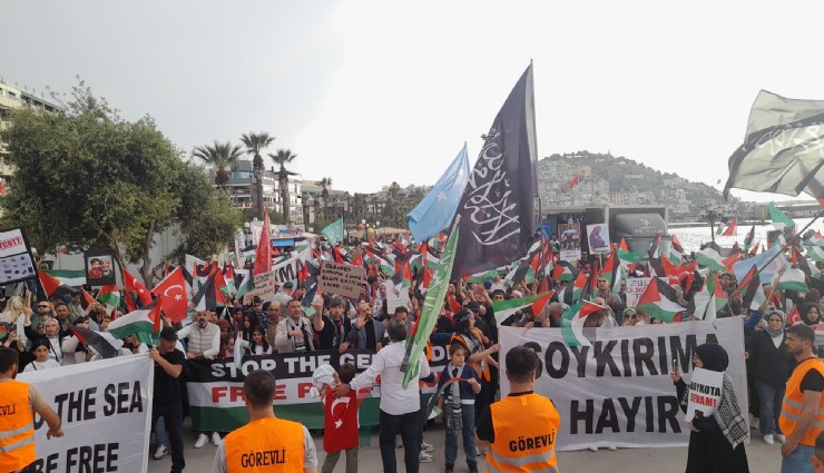 Kuşadası’nda Filistin’e destek yürüyüşü
