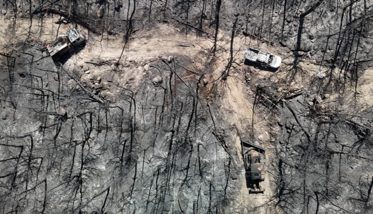 Yangında 10 görevlinin şehit olduğu bölge görüntülendi: Araçlar çekiliyor