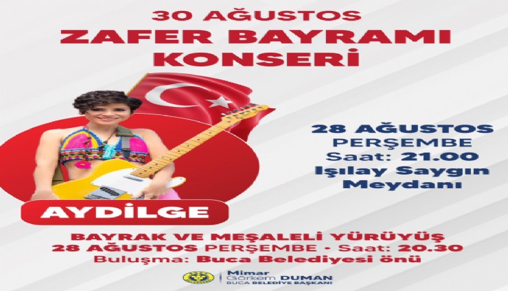Buca'da 30 Ağustos Aydilge konseriyle kutlanacak