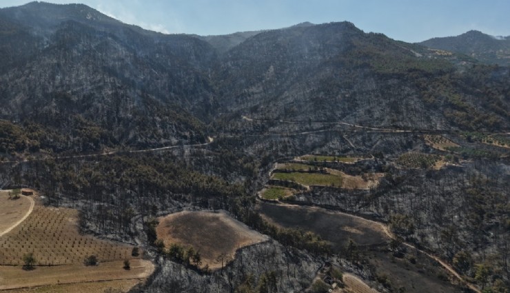 Buldan yangınında felaketin boyutu havadan görüntülendi: Soğutma çalışmaları devam ediyor