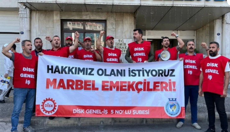 Konak Mer-Bel işçilerinden belediye önünde eylem: ''Alın terimiz kurumadan ücretimizi istiyoruz