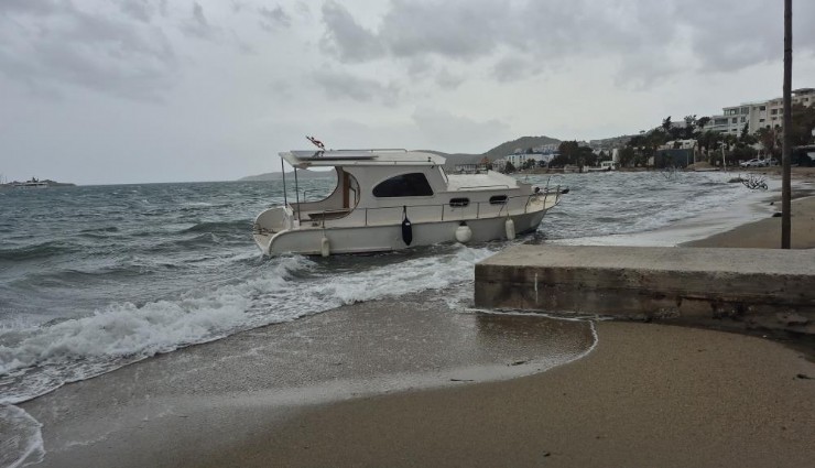 Bodrum’da şiddetli fırtına: Tekneler kıyıya vurdu, ulaşım durdu