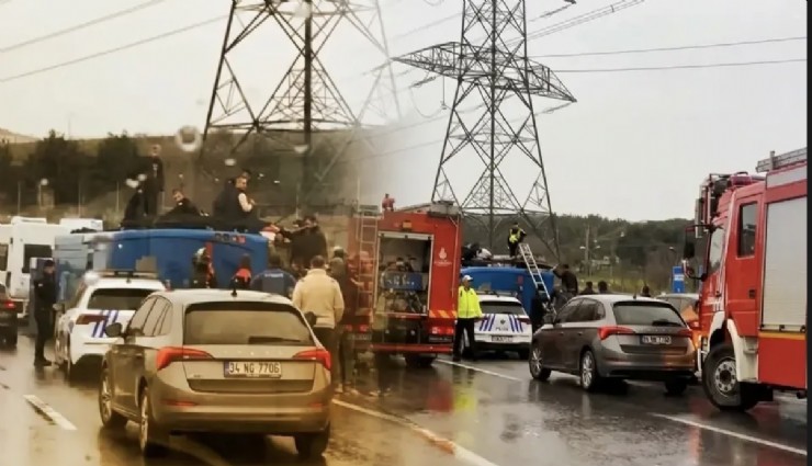 Eyüpsultan’da cezaevi nakil aracı devrildi