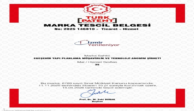 İzmir Yenileniyor markası tescillendi