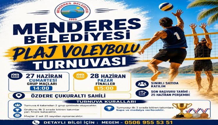 Menderes sahillerinde plaj voleybolu zamanı